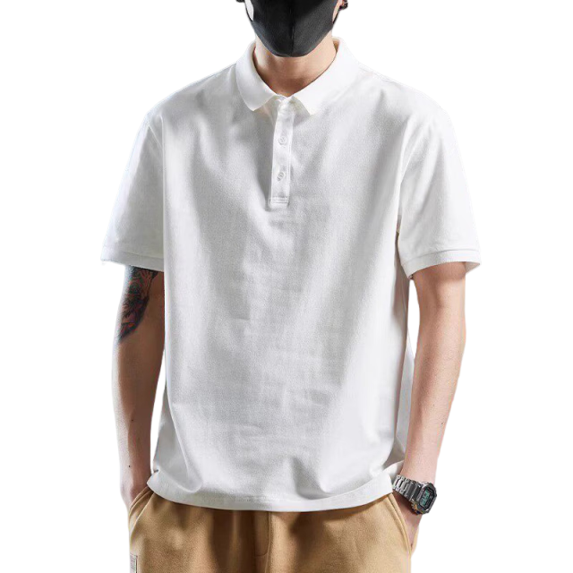 Jeanswest Men's Short Sleeve Polo Shirt 2026 Summer New Pure Cotton Loose Casual T-Shirt Base Shirt White 2XL