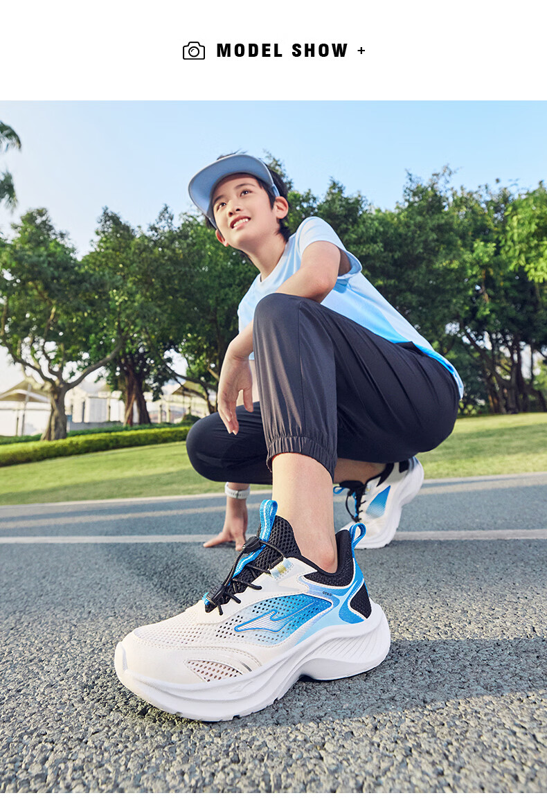 ERKE Kids Sports Shoes Boys and Girls Children's Lightweight Running Shoes with Drawstring Microcrystalline White/Sea Wave Blue/True Black Size 39 16