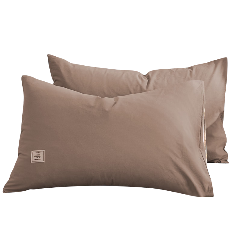 Wuyinliangpin Pure Cotton Pillowcase, Class A 100% Xinjiang Cotton Pillow Cover, All-Cotton Pillowcase, Pillow Core Cover, 48x74cm, One Pair, Coffee