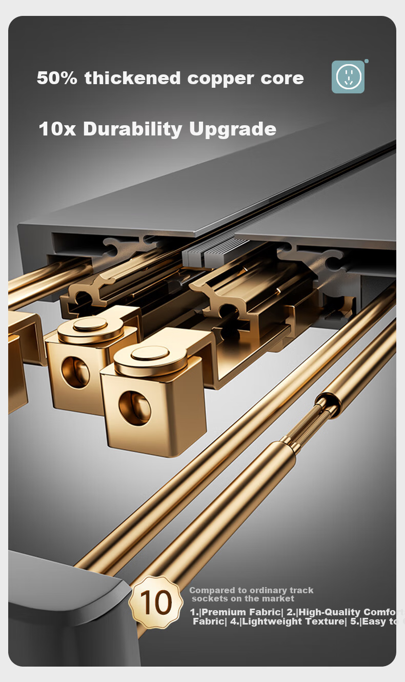 Aodoran Track Socket Surface Mounted Track No Drilling Movable Wall Track Socket 500mm+4 Five-Hole G4 Series Gray 11