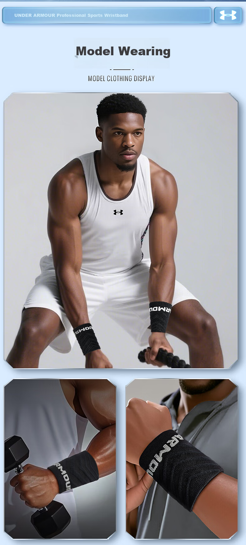 Under Armour Wristband Sports Fitness Sweat-Absorbing Wrist Towel for Badminton Basketball Volleyball Tennis Tendonitis Medical Wrist Support Brace 17