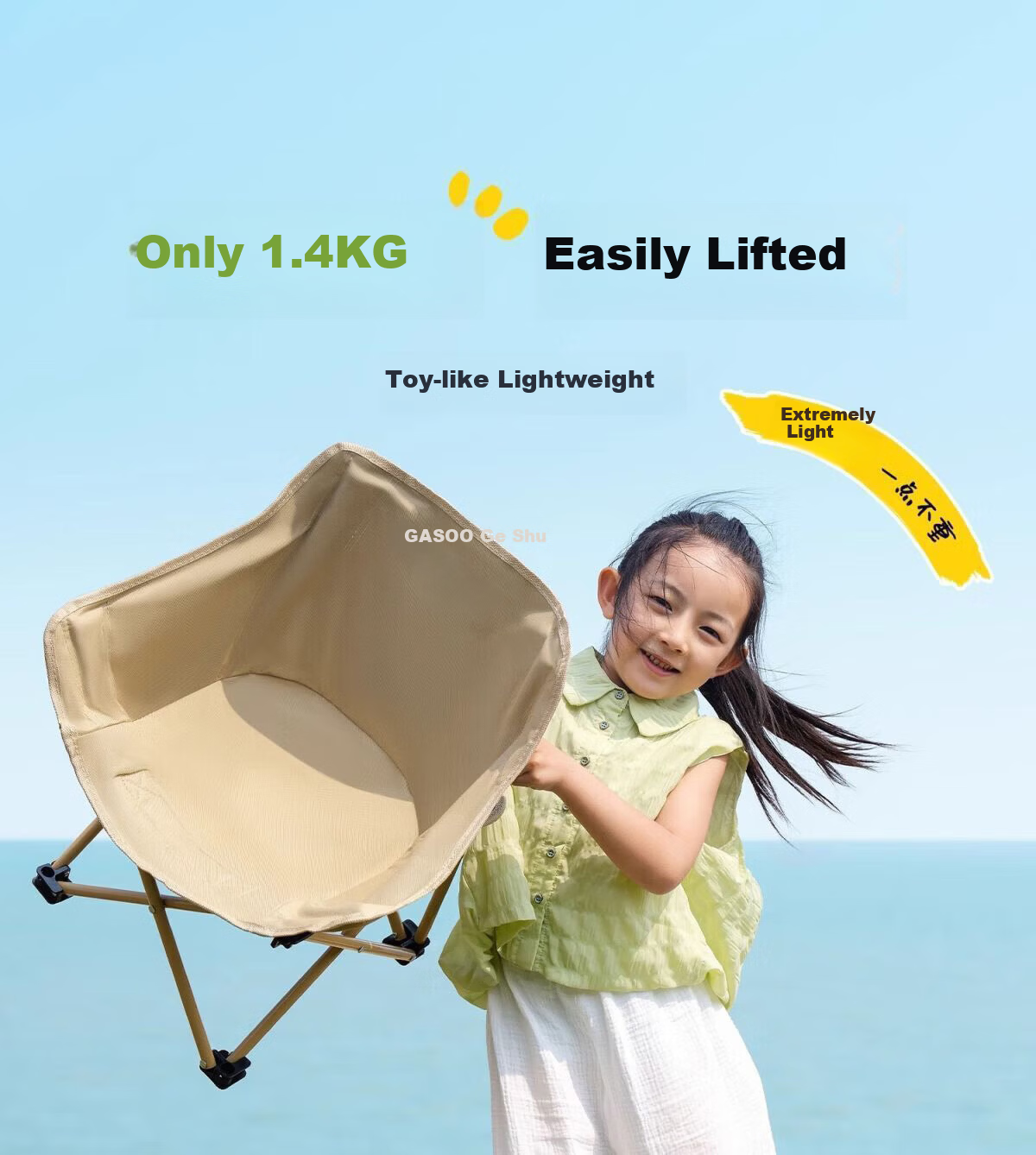 Gosoo Outdoor Folding Chair Portable Camping Moon Chair Beach Chair with Backrest Fishing Picnic Sketching Chair 13