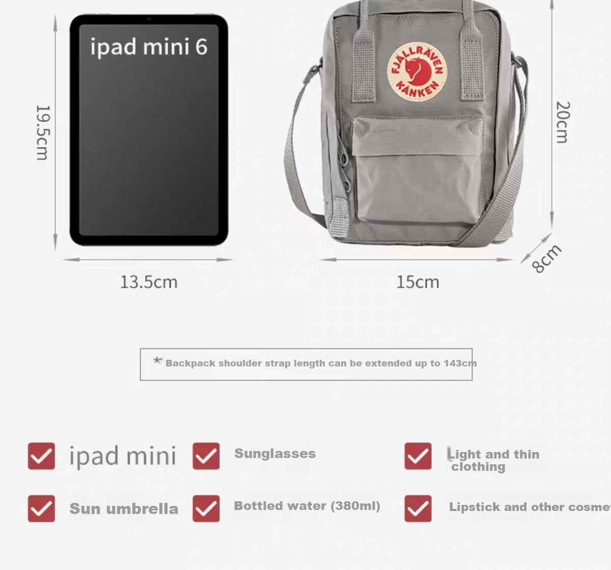 Fjällräven Kanken Sling Crossbody Bag for Men and Women 23797-115 Oak Color 2.5L 3