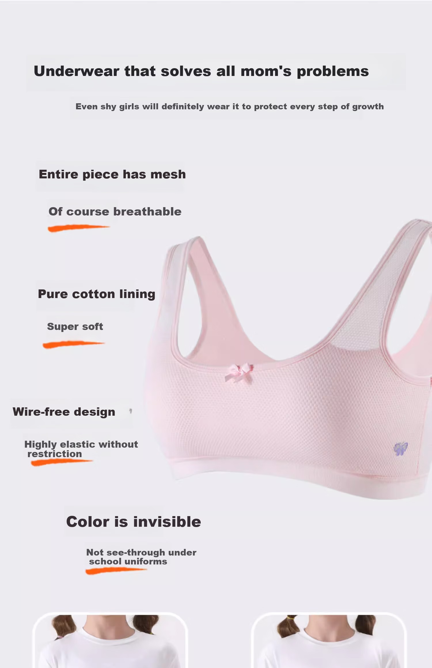 Energetic Teenage Girls Developmental Anti-Peek Thin Cotton-Lined Vest Elementary School Student Bra Initial Development Tube Top 2