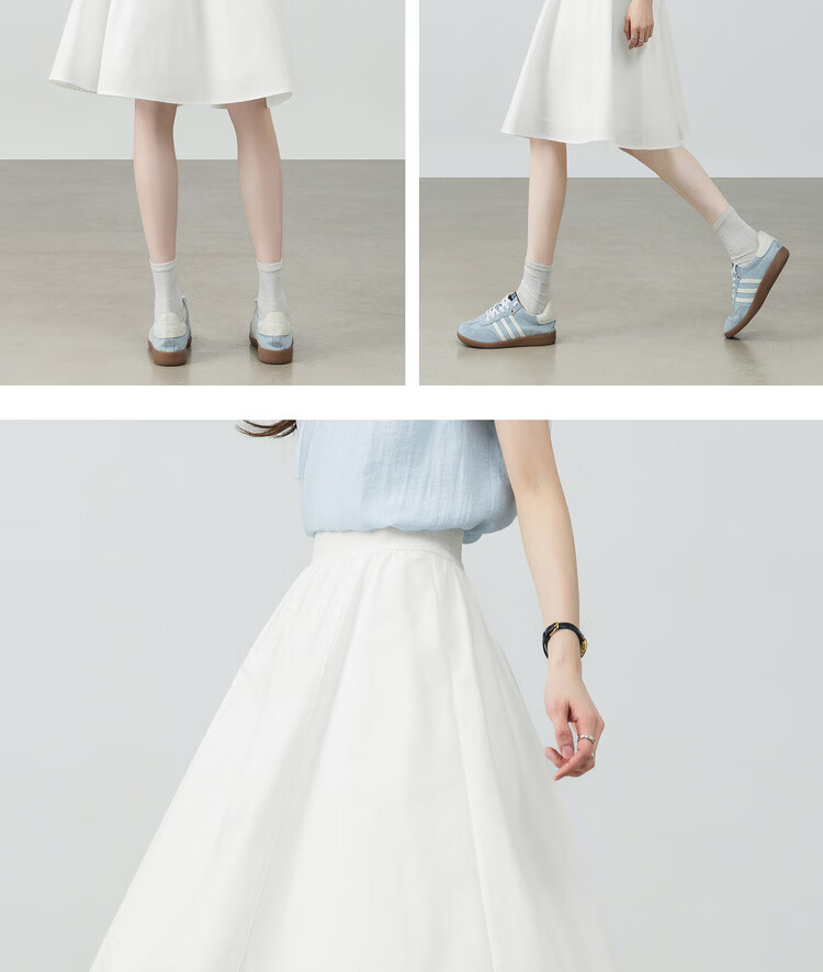 Shangdu Bira Petite Pear-Shaped Slimming Pleated A-Line Skirt for Women Spring Summer Casual Mid-Length Skirt 17
