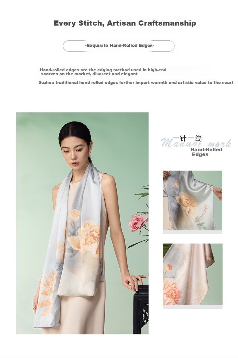 Embroiderer Silk Mulberry Silk Scarf Gift Box High-End Women's Shawl Long Scarf Gift for Elders Mom Women's Day 5