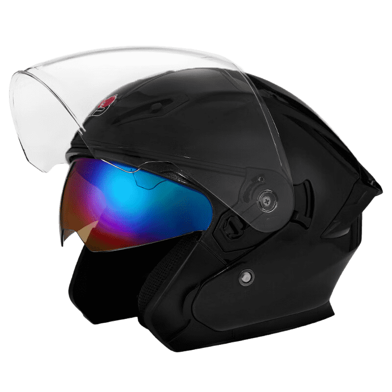 YEBAO New National Standard 3C Certified Class A Unisex Electric Motorcycle Helmet Warm Windproof Safety 3/4 Helmet Glossy Black L