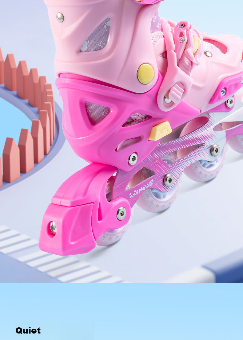 Deli Kids Roller Skates Beginner Boys Girls Inline Adjustable 4-Level Pink Size S with Helmet and Protective Gear 9