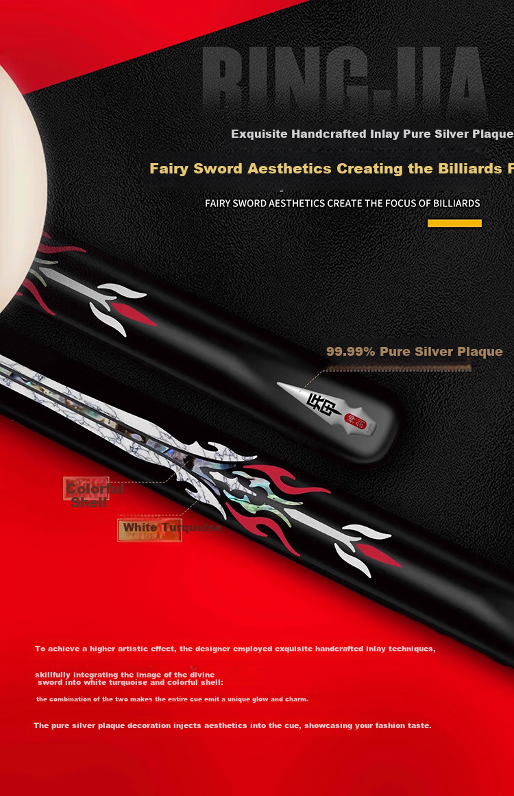 Binjia Armor Dragon Slayer Snooker Cue Small Head Inlaid Paint-Free Chinese Black 8 Billiards 8-9 Ball Cue Stick 2