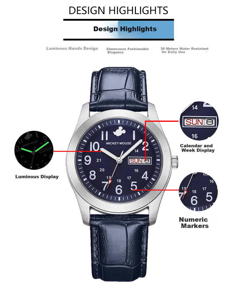 Disney Kids Watch Boys Middle School Teen Sports Trendy Waterproof Wristwatch 11