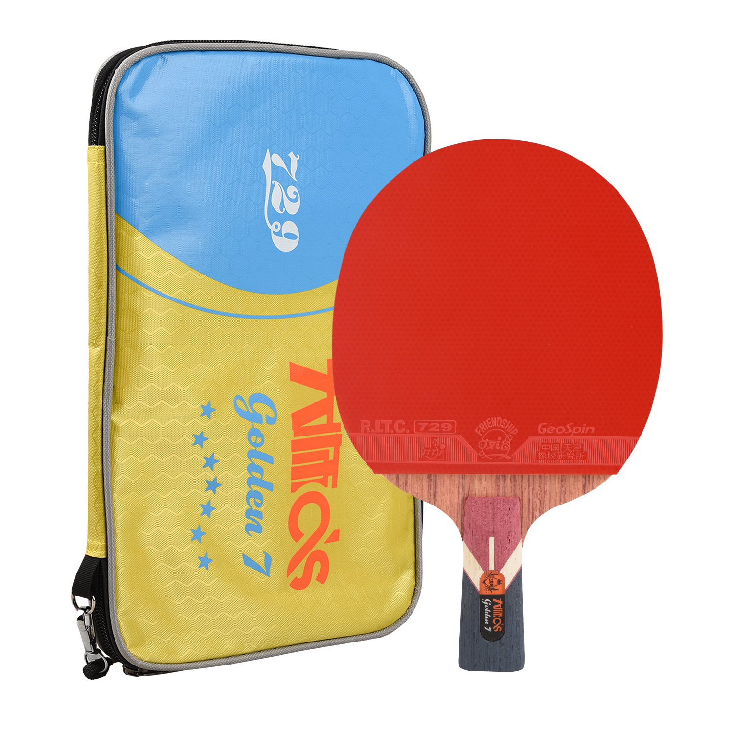 729 Table Tennis Racket, Straight Handle, Single Piece, Short Handle, 7-Star Gold Seven-Star Master Rose 5-Layer Pure Wood Ping Pong Paddle