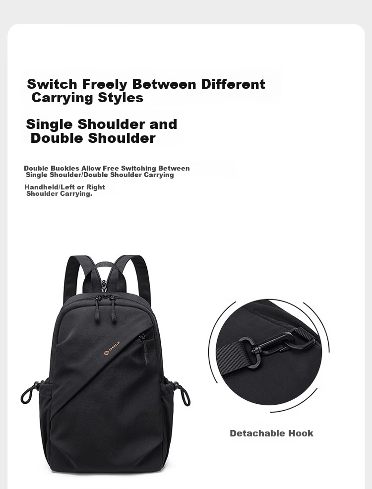 GOLF Men's Chest Bag Lightweight Crossbody Shoulder Bag Unisex Dual-Shoulder iPad Outdoor Cycling Sports Backpack 11