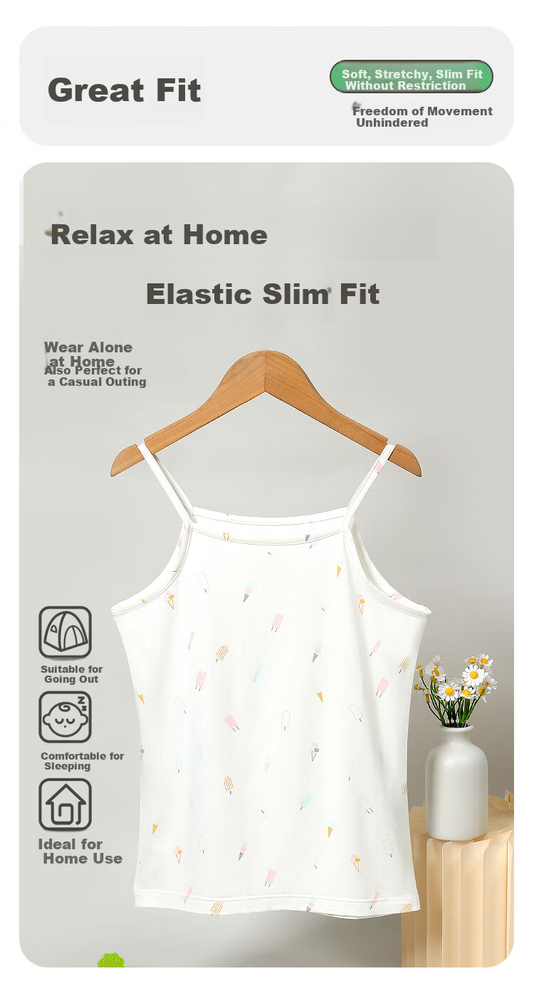Hodohome Kids Vest Girls Summer Thin Modal Cool Camisole Cute Base Layer Underwear 016 140 4