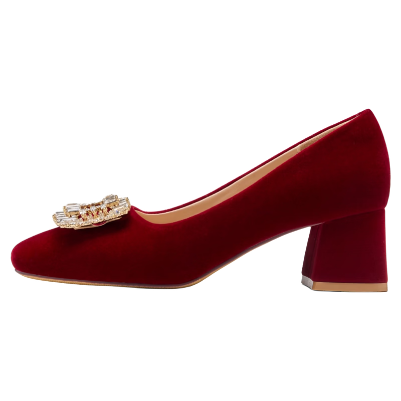 Zhuoshini Chinese Style Wedding High Heels 2026 New Red Xiuhé Bridal Shoes Chunky Heel Comfortable Red Single Shoes Size 37
