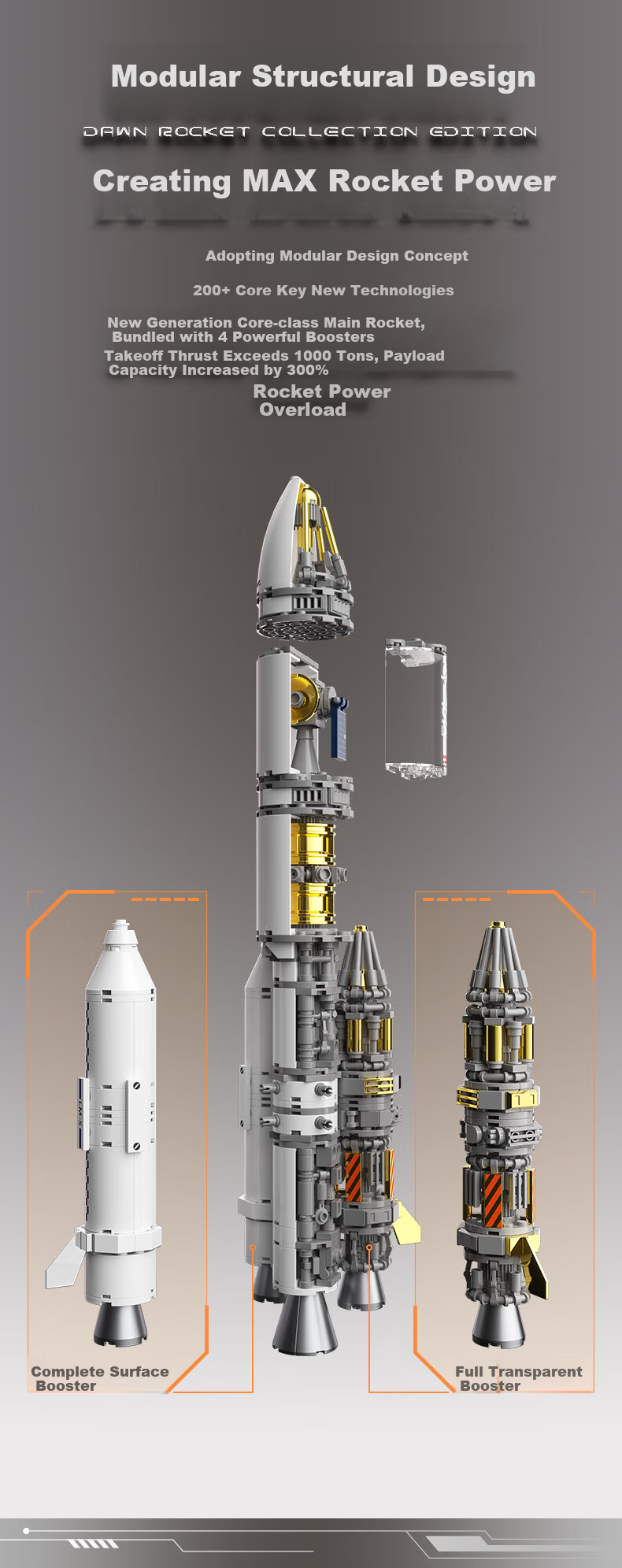 JAKI Building Blocks Dawn No.5 Rocket Model Children's Toy Ages 6-12 Boys Birthday Gift [Collector's Edition] 3