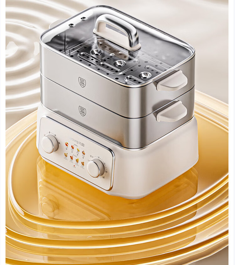 Joyoung 18.5L Large Capacity Electric Steamer, 0 Coating 304 Stainless Steel Electric Hot Pot, 1600W High Power Rapid Steam Multifunctional Electric Cooker DZ180HG-GZ928 19
