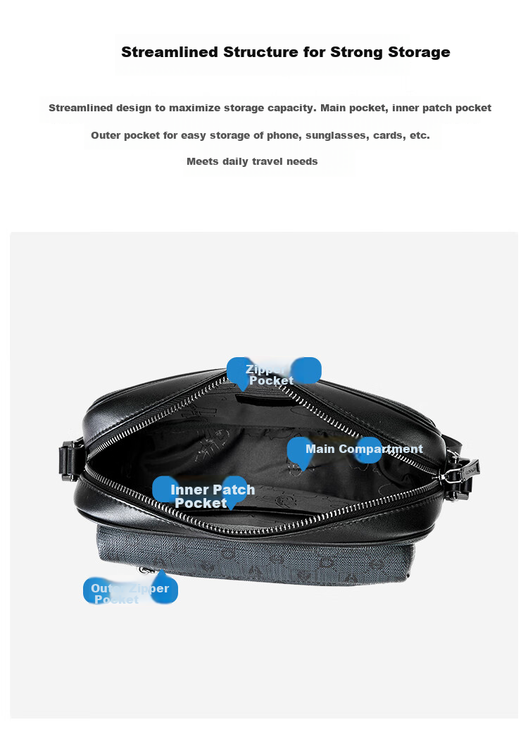 Hush Puppies Men's 2025 New Large Capacity Casual Crossbody Shoulder Bag 3