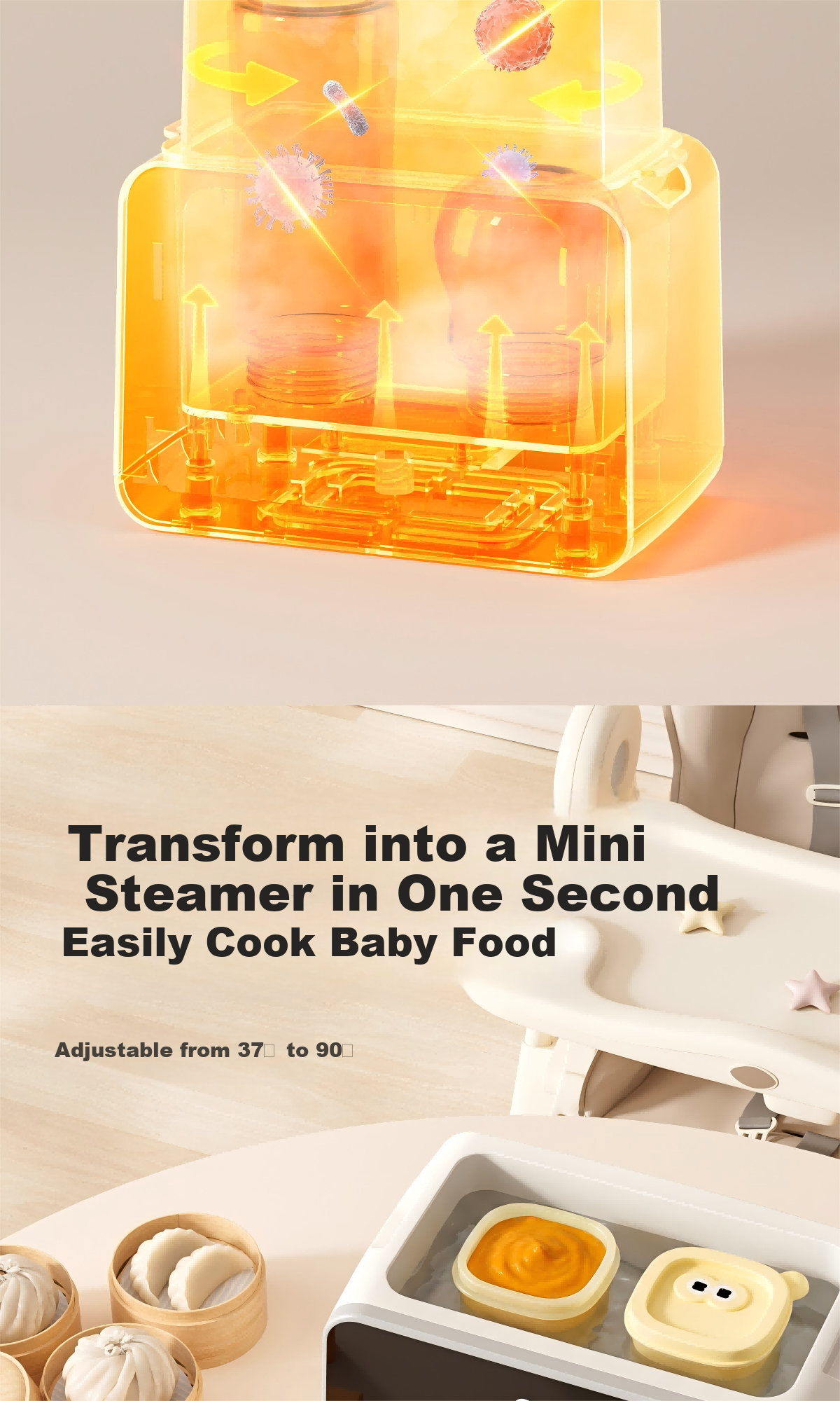 IWVW Milk Warmer and Sterilizer 2-in-1 Temperature Control Bottle Warmer Baby Formula Heater Breast Milk Defroster Steam Sterilizer 9