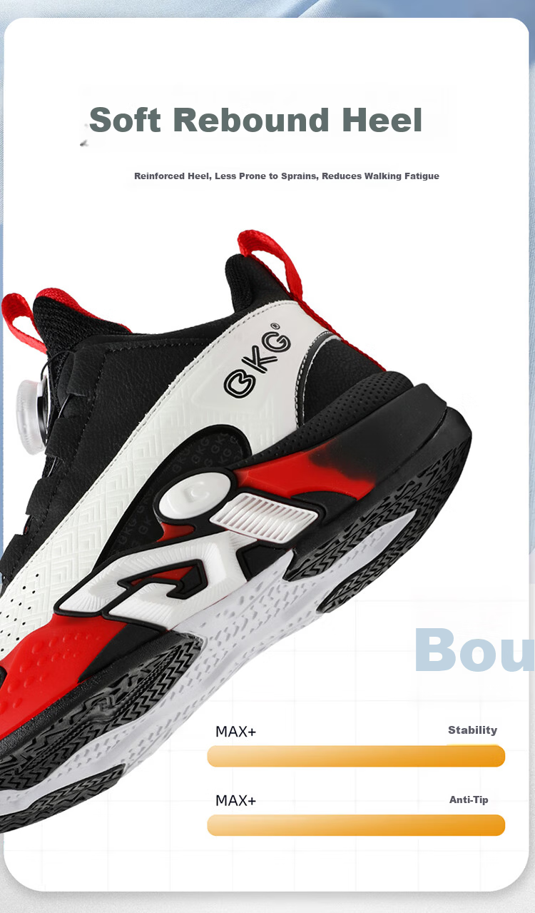 BKG Kids Basketball Shoes Boys Non-Slip Sports Youth Leather Cushioning Sneakers ZYC25568 Black White Size 32 5