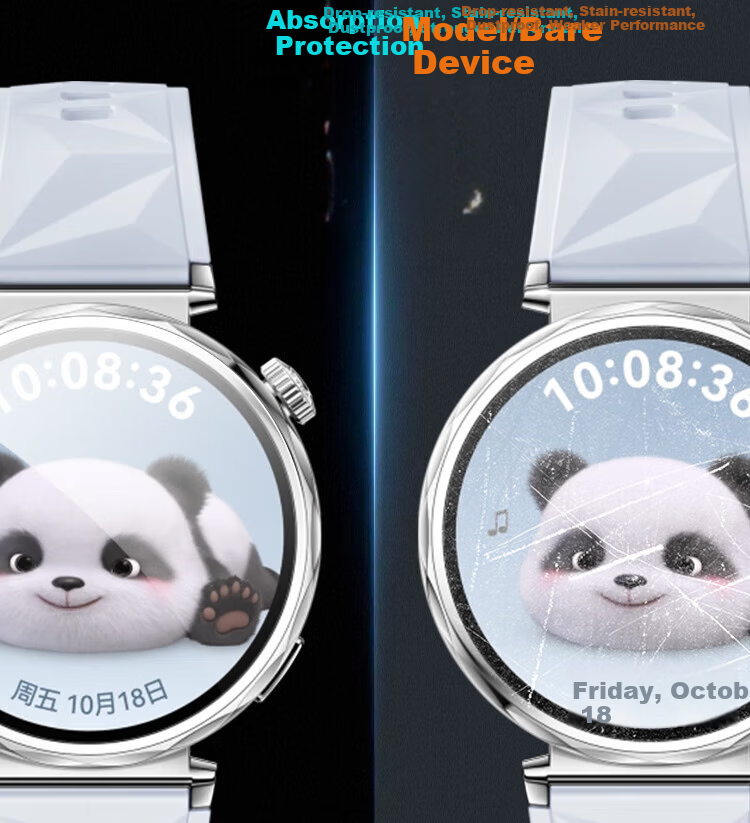 Watchbond Tempered Glass Screen Protector for Huawei Watch GT5 Pro 46mm Men's Full Coverage HD Anti-Fingerprint Anti-Shock Scratch-Resistant Film 6