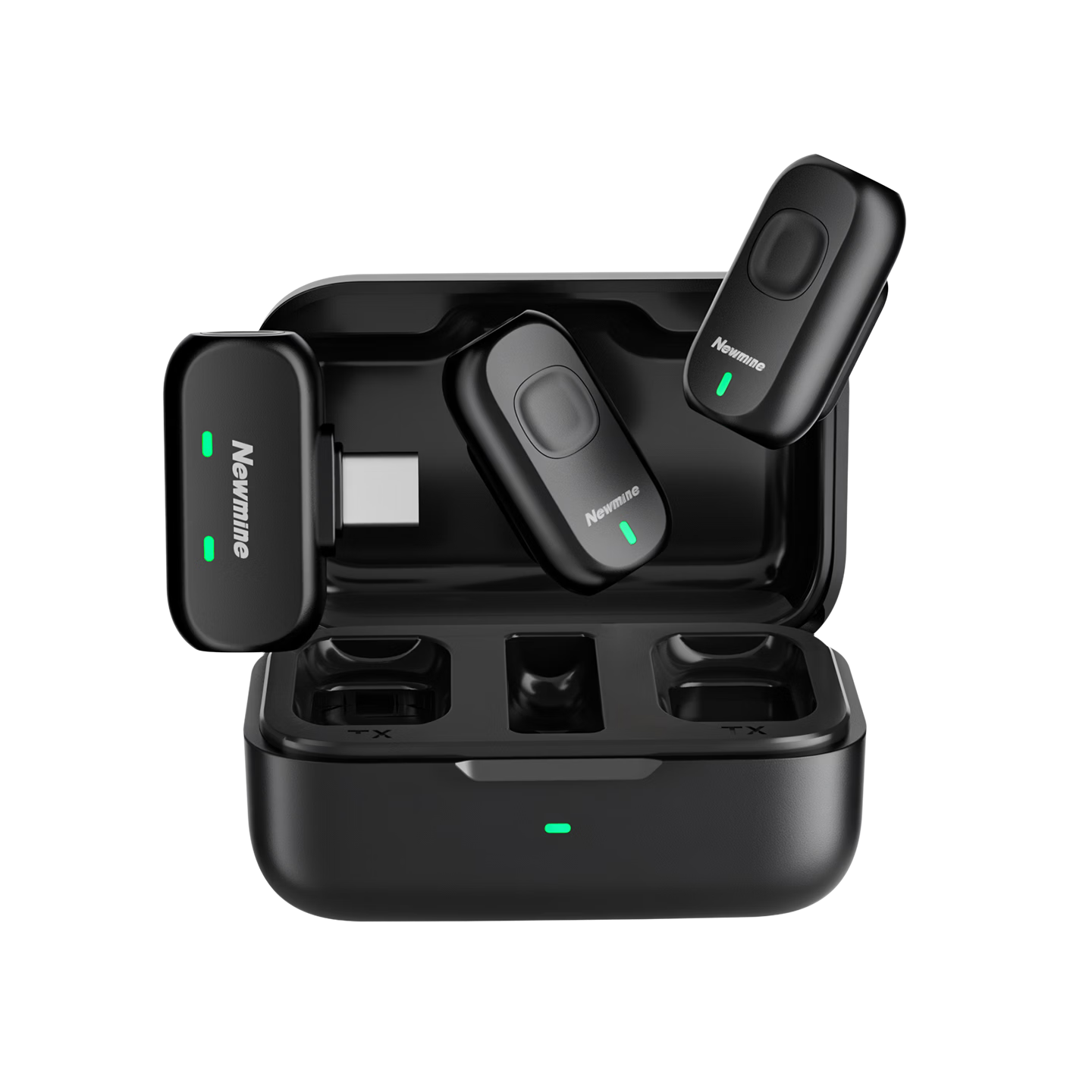 Newman MC261 Wireless Lavalier Microphone for Mobile Interview Recording, Noise-Cancelling, Charging Case, Dual-User Version for Streaming and Broadcasting