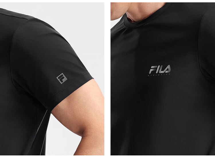 FILA Official Men's Short Sleeve T-Shirt 2026 Summer Cooling Breathable Round Neck Sun Protection Sports Top 22