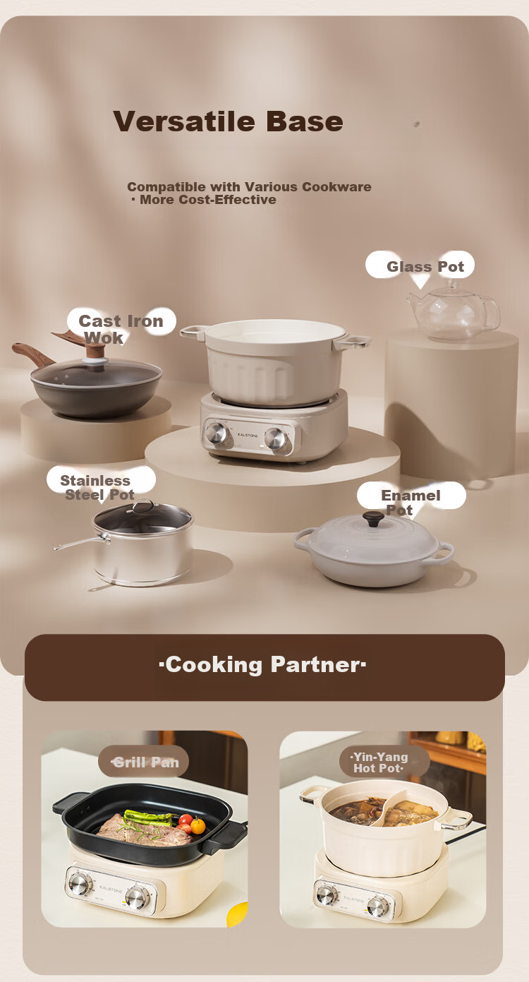 Kalstone N72 Titanium Ceramic Split Electric Cooker Multifunctional Small Electric Pot Hot Pot Dormitory Household Steamer and Cooker Instant Noodle Pot Small Electric Steamer 8