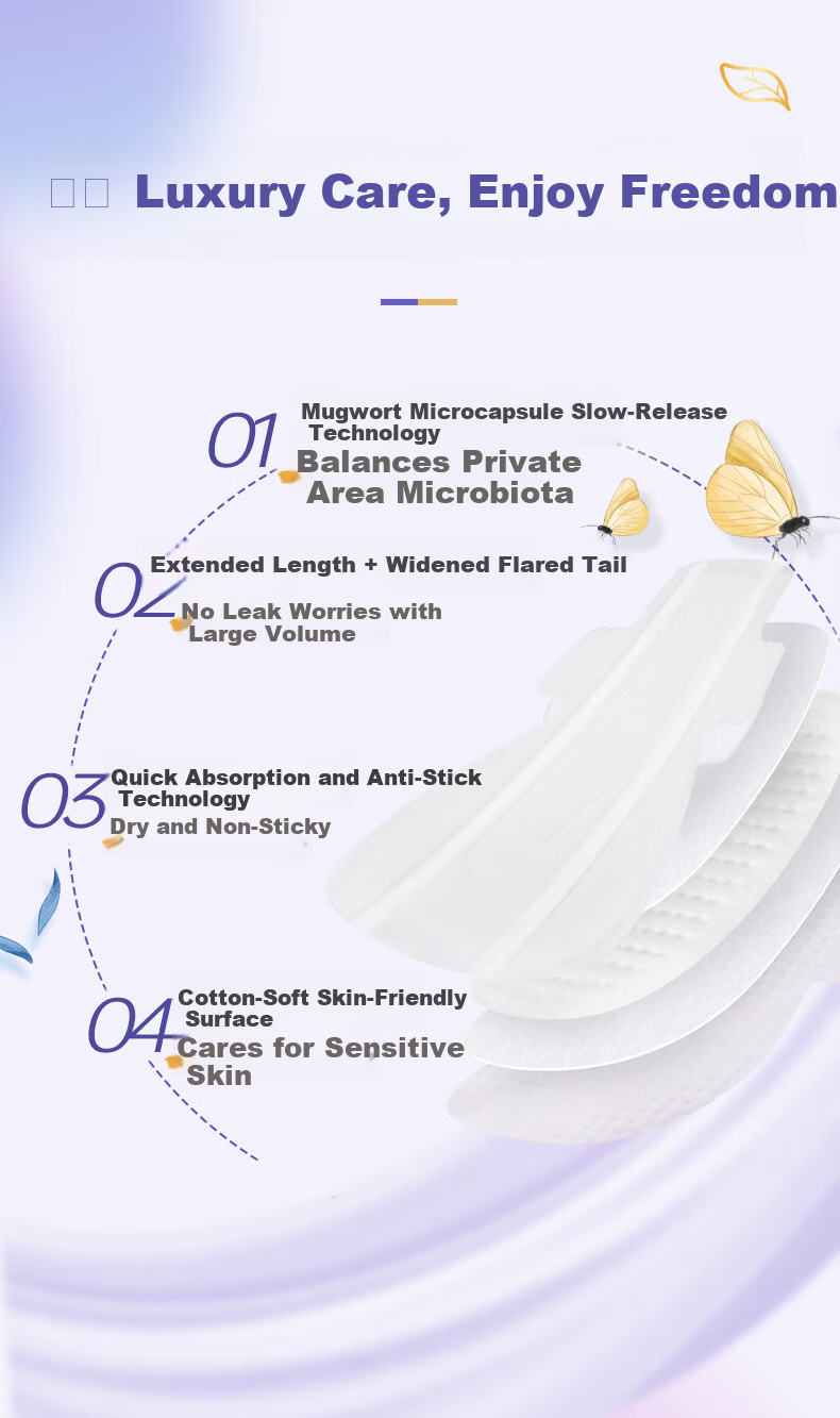 Eunjee Korean Imported Extended Night Sanitary Pads 330mm 4pcs Mugwort Herbal Antibacterial Deodorizing Intimate Care 3