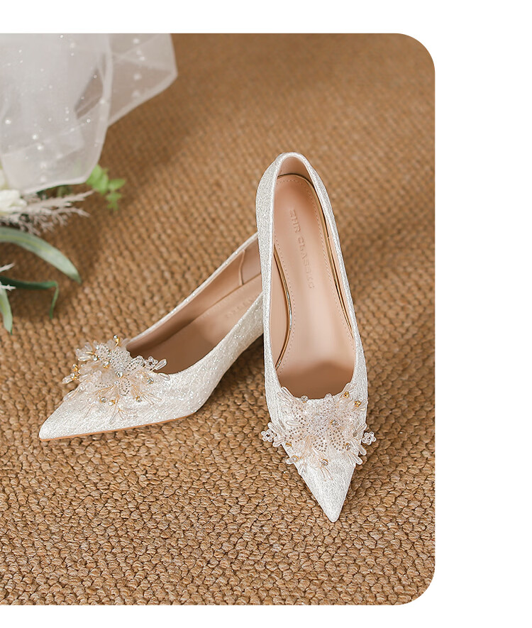 ZHR Valentine's Day Women's High Heels Bride Stiletto Wedding Shoes with Rhinestones and Pearls K312 Red Size 38 23