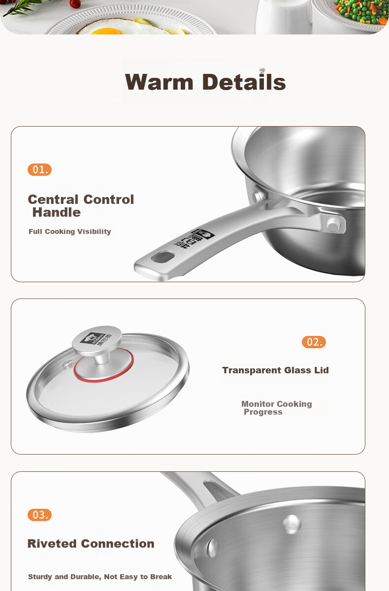 KBH 18cm 316L Stainless Steel Baby Milk Pot with Steamer Basket, Multi-functional Infant Cooking Pan for Boiling and Frying 11