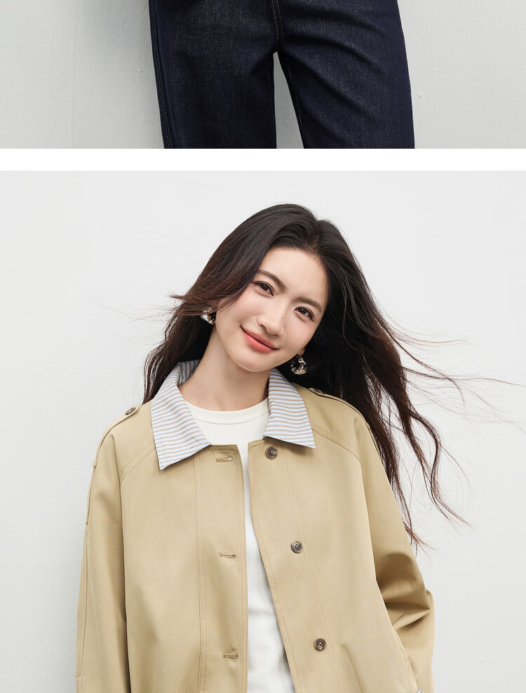 Shangdubila Cotton Blend Warm Barn Style Short Jacket Women Spring Lapel Slim Cardigan Top Balloon Sleeve Women's Clothing 15