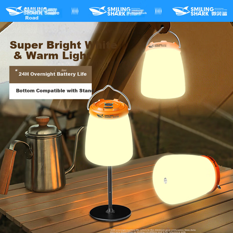 Smile Shark 8288 Outdoor Camping Lantern Long-lasting Rechargeable Tent Ambient Hanging Light Emergency Camping Lamp