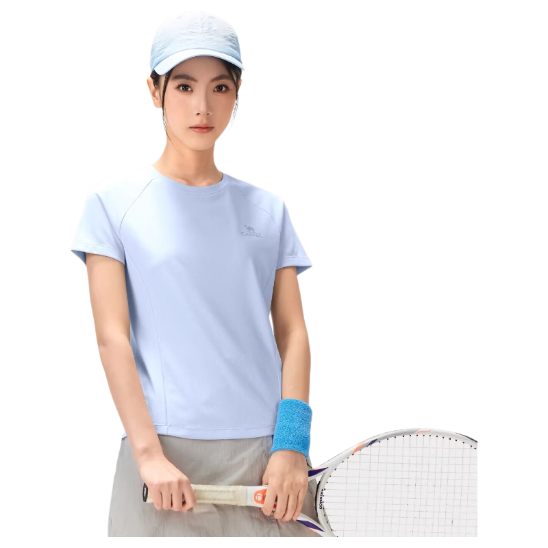 CAMEL [Toray Fabric] Outdoor Quick-Dry T-Shirt Women 2026 Spring Summer Short Sleeve Stretch Breathable Sweat-Absorbing Sports Top Men 8090