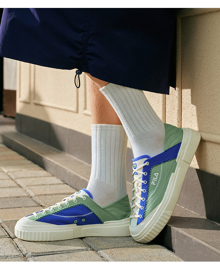 FILA LOOP 1S Women's Canvas Shoes Colorful Terraced White Slip-On Spring Summer Casual 20