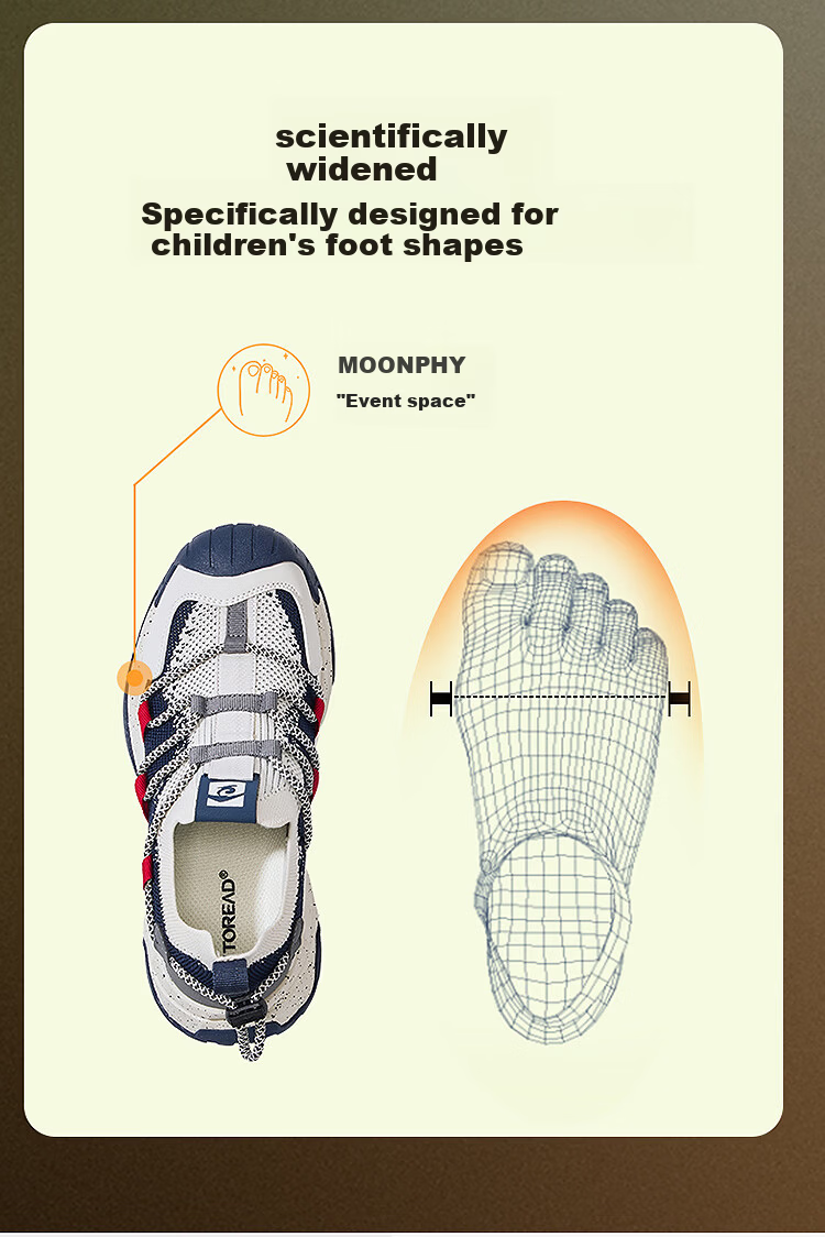 TOREAD 【Yuexing】 Kids' Sports Shoes Spring Summer Children's Bread Toe Hiking Shoes White/Blue Size 35 9