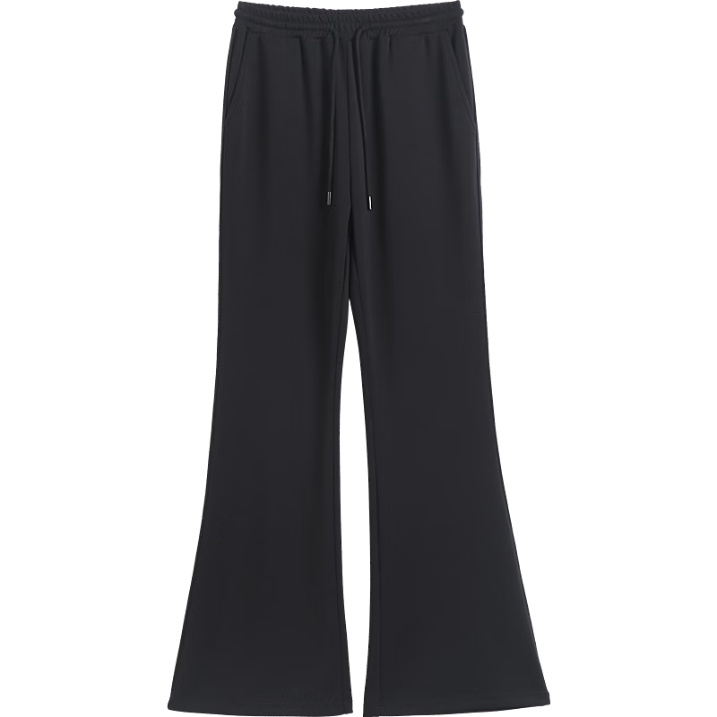Demana Sandwashed Air Layer Spring Elastic Drawstring High Waist Flared Casual Pants for Petite Women