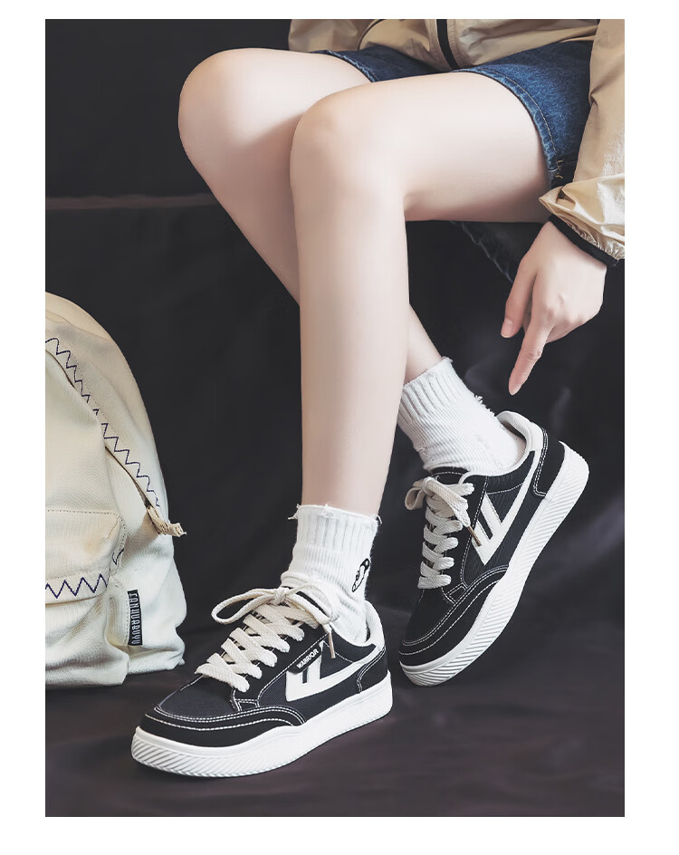 Warrior Men's Canvas Shoes Couple Casual Sneakers Comfortable Versatile Spring Men's Shoes 692 Black Beige Size 41 19