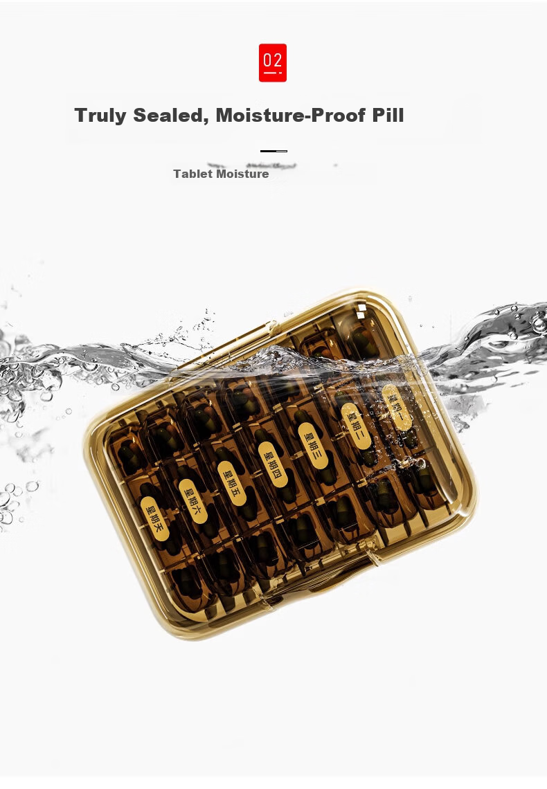 Zhifan Japanese Portable Weekly Pill Organizer 7-Day Medicine Dispenser with Medication Reminder Small Pill Box 8