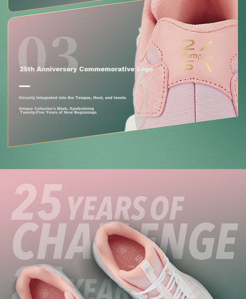 KUMPOO 25th Anniversary Limited Edition Badminton Shoes Anti-Twist Non-Slip Wear-Resistant Training Shoes KH-D72PRO.25th White Pink Size 40 14