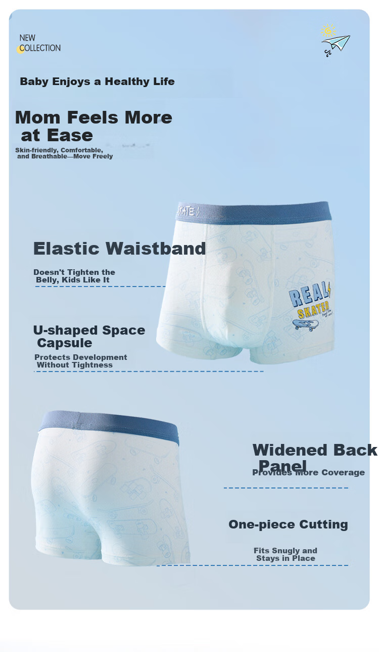 MiiOW Boys' Summer Thin Ice Silk Mesh Boxer Briefs Antibacterial Kids Underwear for Ages 10A 5