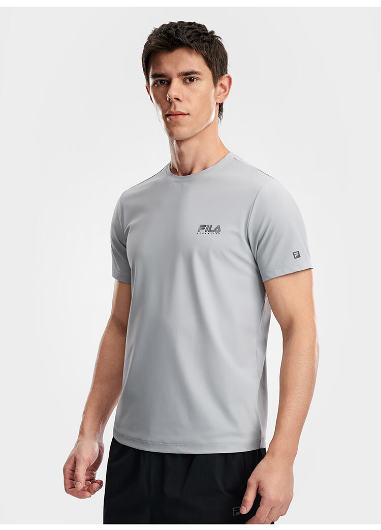 FILA Official Men's Short Sleeve T-Shirt 2026 Summer Cooling Breathable Round Neck Sun Protection Sports Top 25