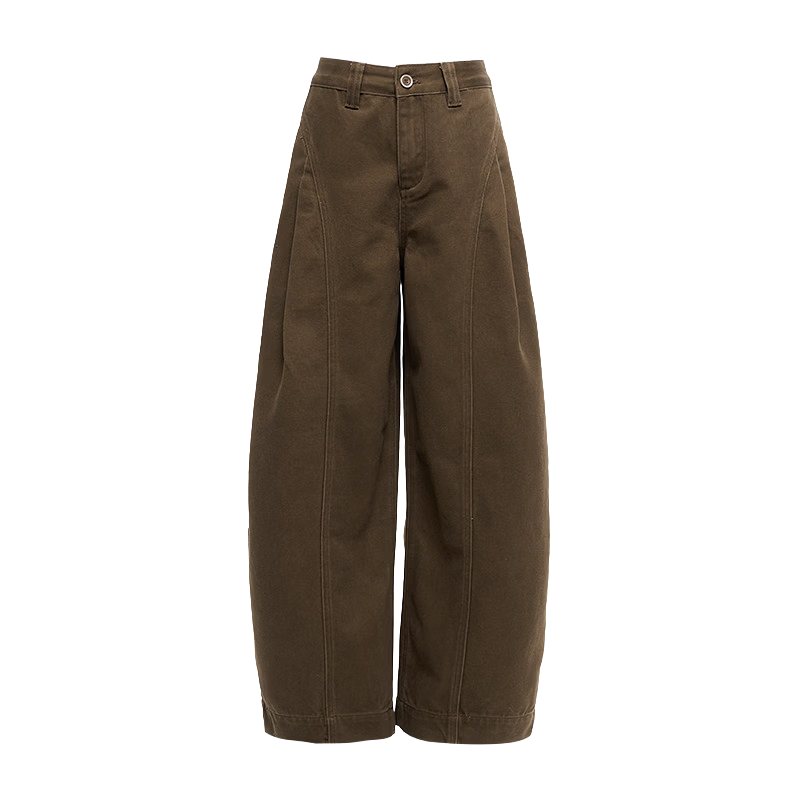 :CHOCOOLATE Women's American Style Brown Washed Curved Denim Jeans Summer Pure Cotton Slim Fit Long Pants Brown M