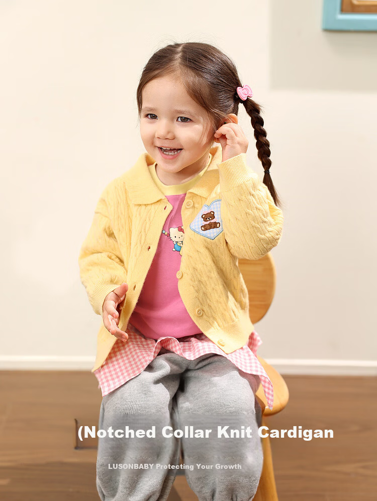 LUSON Little O Dad Baby Girls' Sweater Cardigan 2025 Autumn New Baby Knitted Warm Stylish Jacket 1
