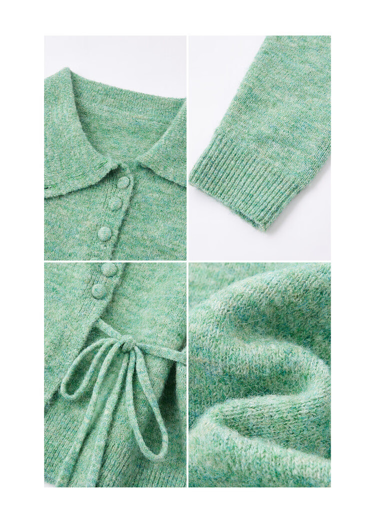 MT [Senya Between] Spring Fresh Side Lace-Up Asymmetric Lapel Cardigan Wool Blend Knit Sweater for Women 14