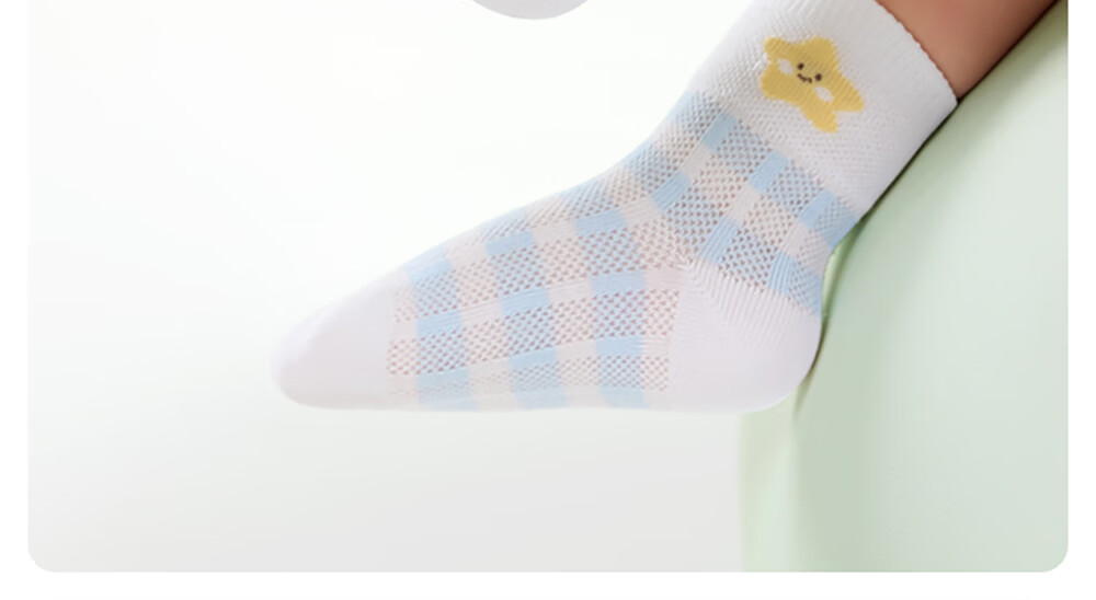 Betis Summer Mesh Socks Thin Breathable Baby Mid-Calf Socks Cold-Proof Seamless Kids Socks for Boys and Girls 22