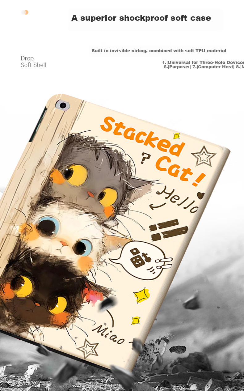 Suoying Eco-Friendly Skin-Friendly iPad 9 Case 2021/20/19 Models 10.2 Inch 7th/8th Gen Silicone Full-Cover Anti-Bend Drop-Proof Stand Protective Shell for Apple Tablet 8