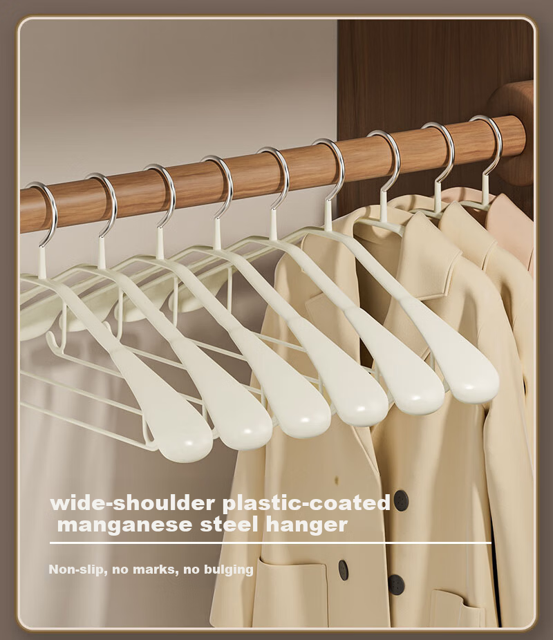 Xingfang Wide Shoulder Non-Slip Plastic Coated Clothes Hangers, 10-Pack 1