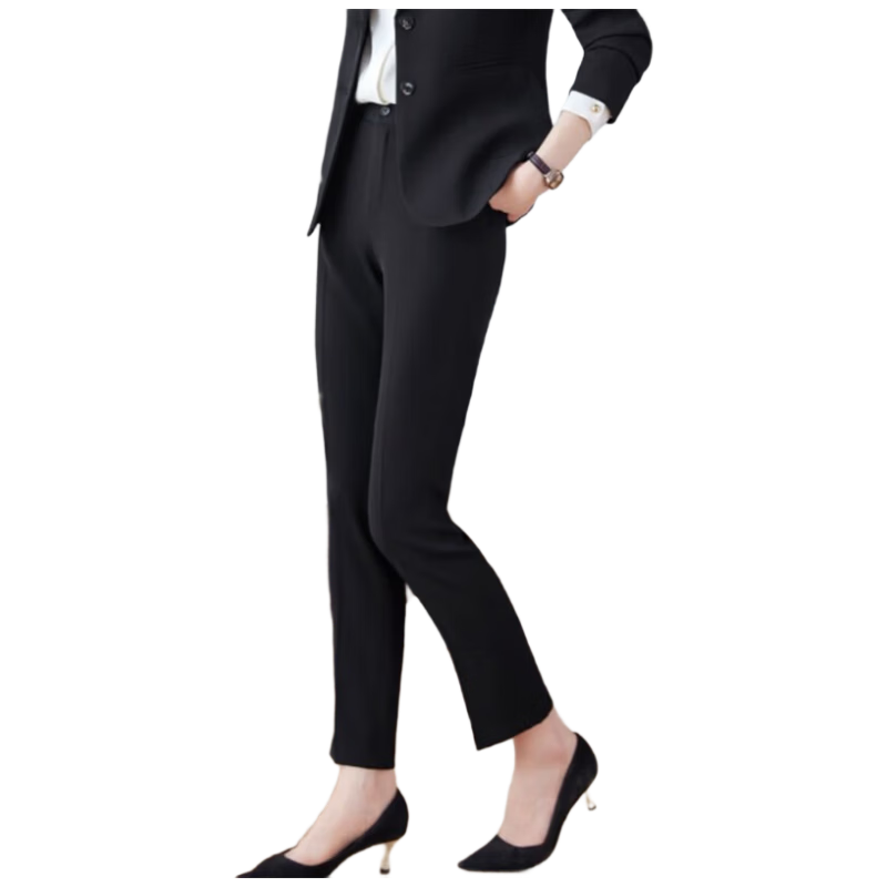 ROMON [Slimming Effect] Women's Dress Pants, Summer Business Casual Trousers for Commuting And Interviews, Breathable Long Pants in Navy Blue, Size S