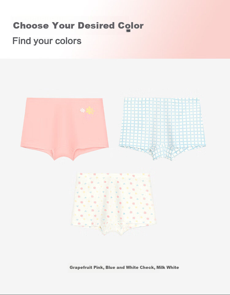 Hodohome Children's Underwear, Girls' 7A Antibacterial Pure Cotton Crotch Triangle Shorts, Girls' Cotton Spandex Cartoon Breathable Panties, 306 150 23