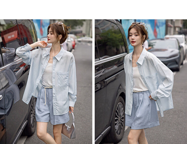 MT Intellectual Style Spring Korean Design Pocket Lapel Long Sleeve Loose Slimming Women's Shirt 10